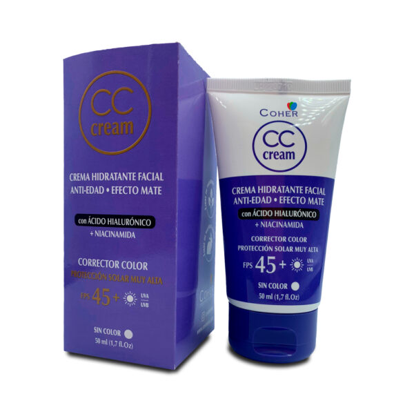 CC Cream Hidratante Facial FPS+45 - Sin Color 50 ml
