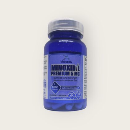 Minoxidil Premium 5 mg + Biotin 5,000 mcg 30 Cápsulas